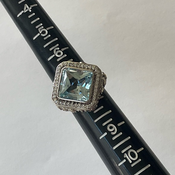 John Hardy Sterling Silver &18k Blue Topaz & Diamond Batu Sari Dot Ring - 7 1/2 - Picture 13 of 13